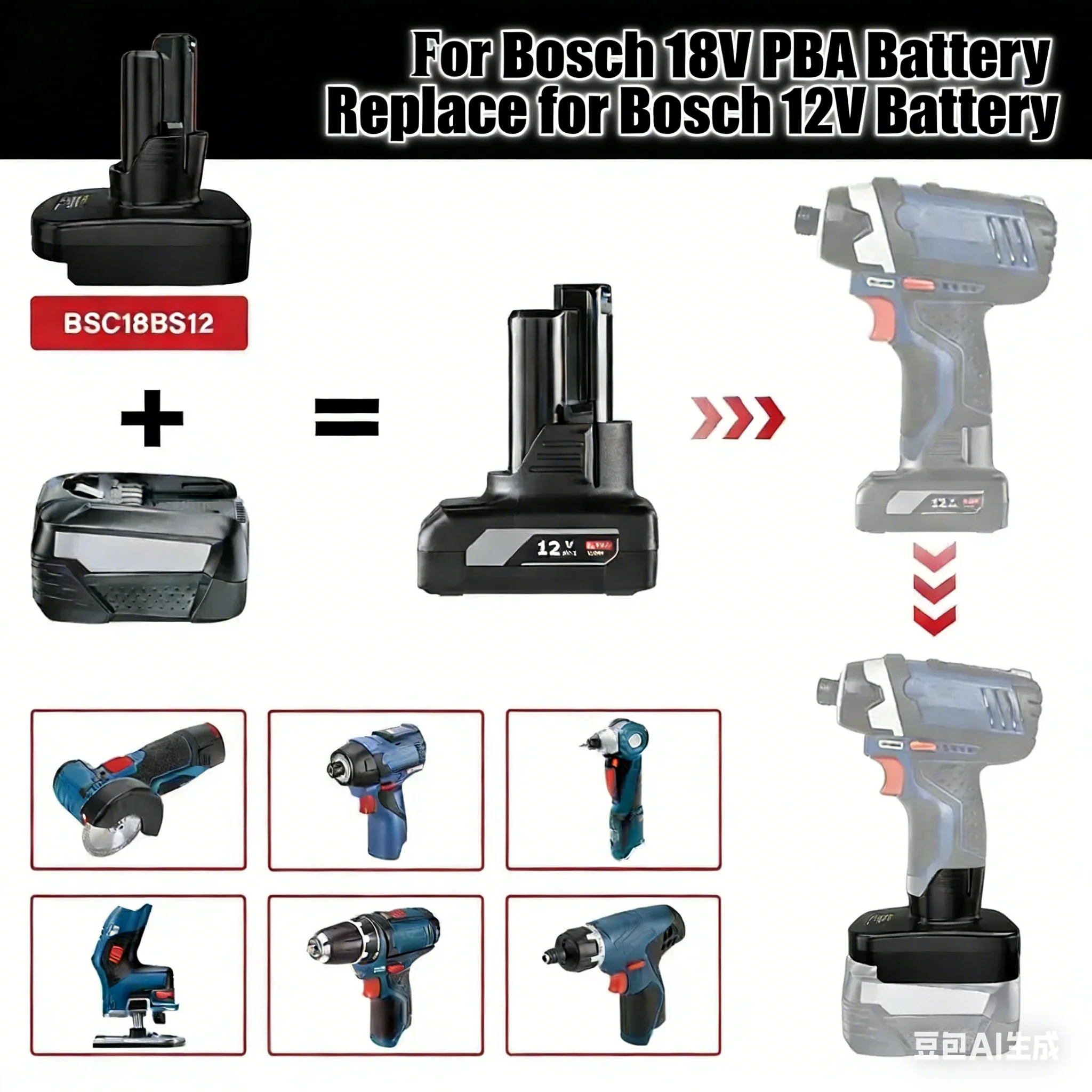 

Конвертер для аккумуляторов Bosch 18В в 12В, адаптер для литий-ионных аккумуляторов Bosch 18В PBA для электроинструментов Bosch 10.8В 12В BOSC18BS12