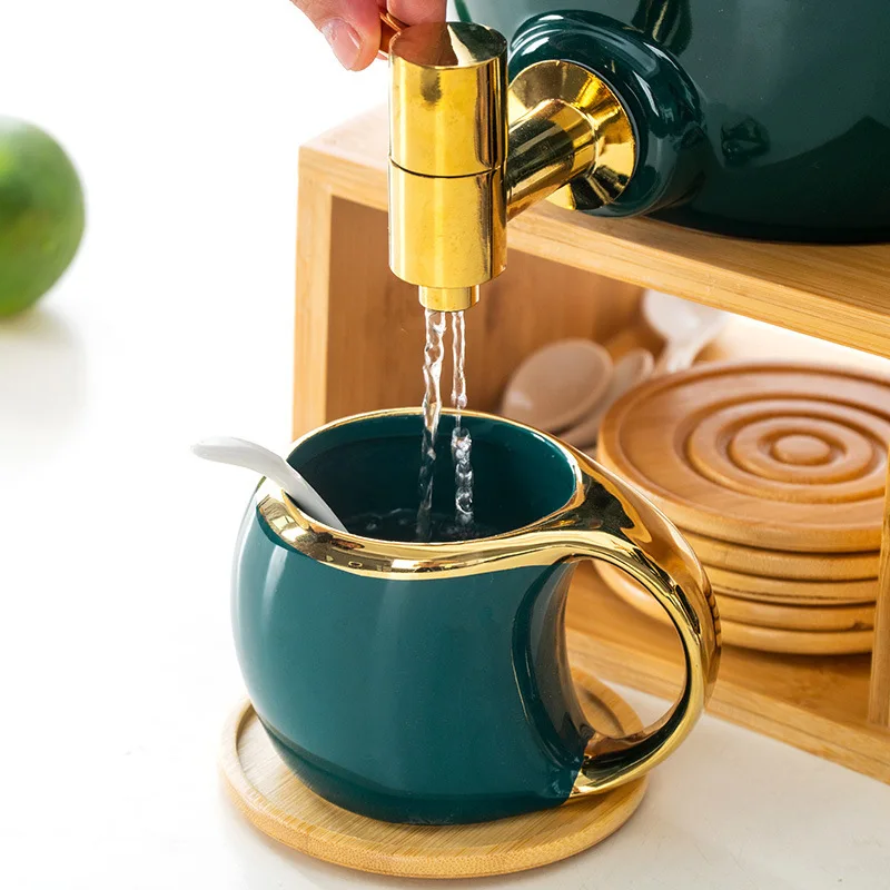ZML Phnom Penh water storage tank household water filling high temperature resistant kettle set water cup wooden frame tray