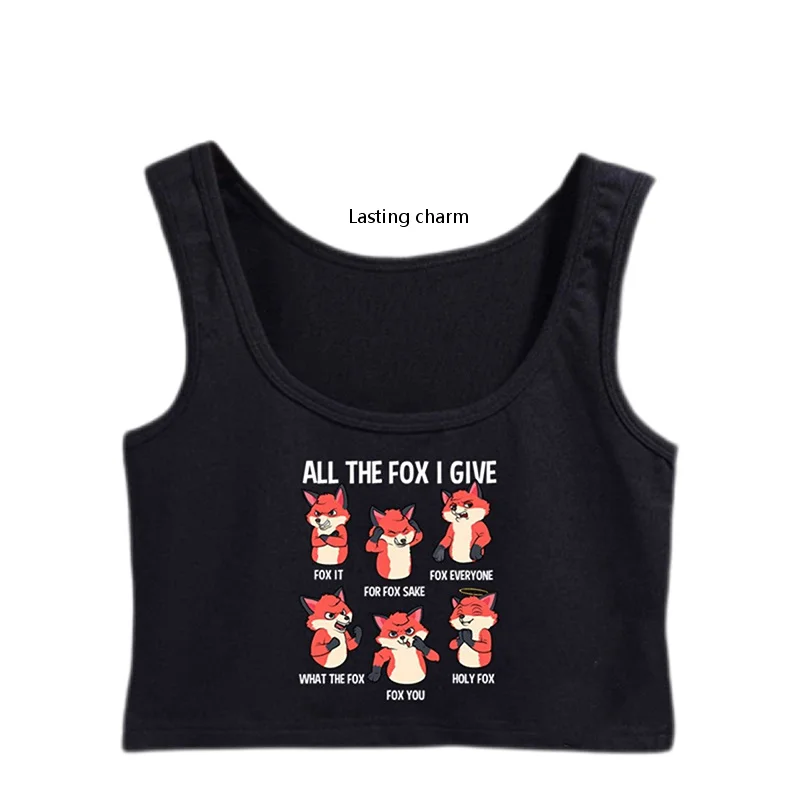 

Lasting charm Funny All The Fox I Give Pattern printing Crop Top