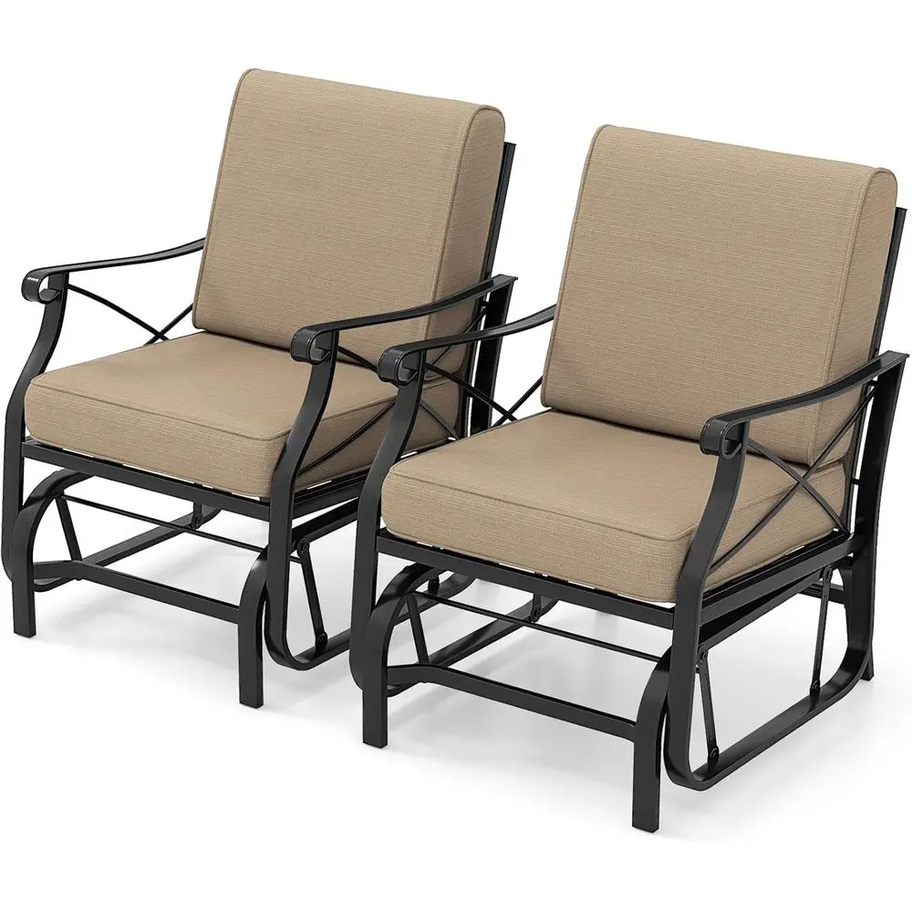 

Комплект из 2 металлических уличных кресел-качалок с подушками для патио, балкона, сада и двора