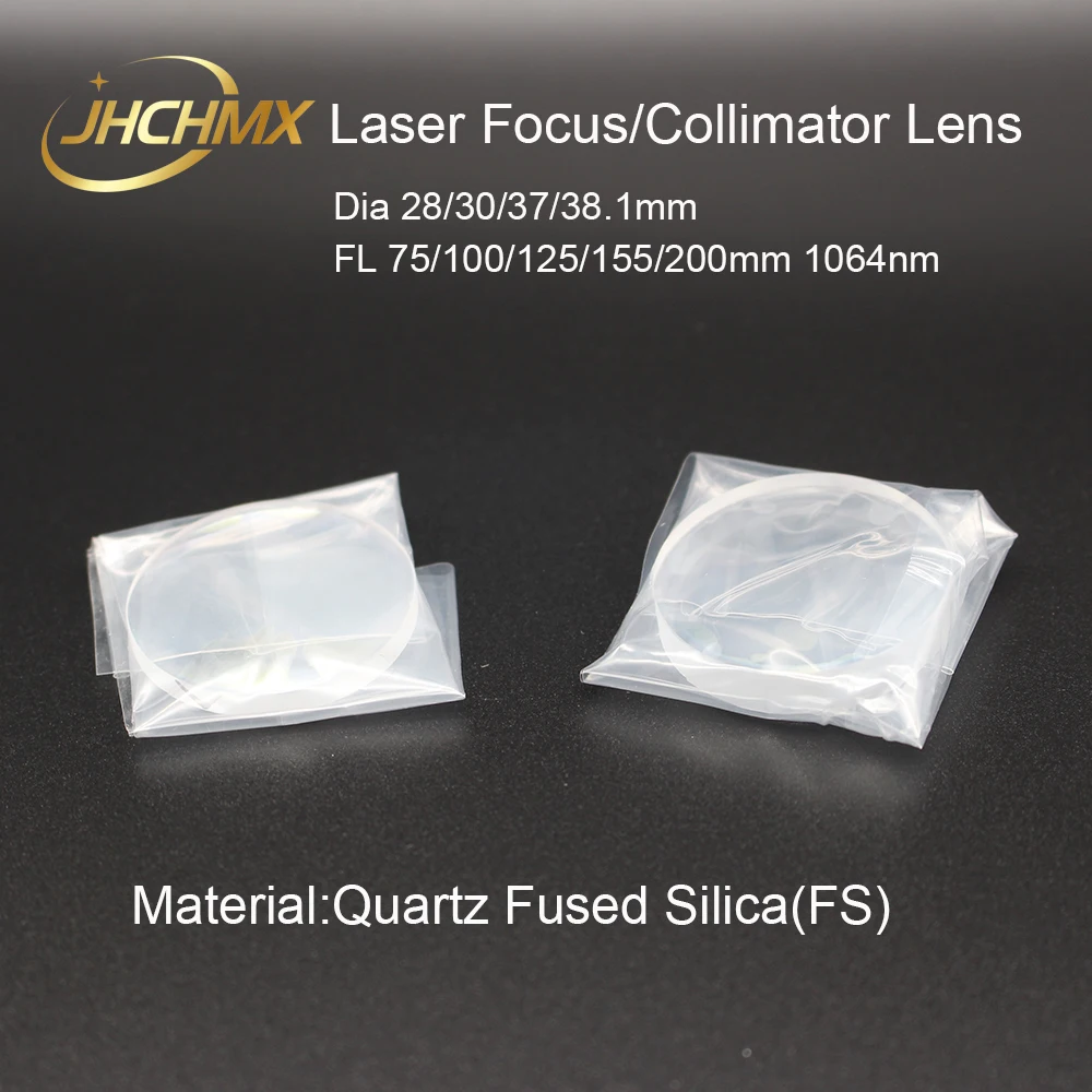 JHCHMX Fiber Laser Collimator Focus Lens D28 30 37 F100/F125/F150/F200 for Precitec Raytools WSX Bodor Laser Head