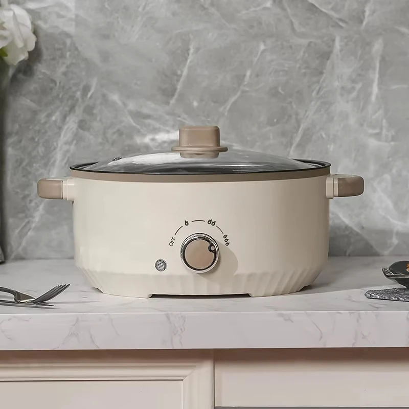 

3L and 24cm Electric Hot Pot and Multi-functional Electric Frying Pan Non Stick Inner Electric Multicooker Carton Tempered Glass