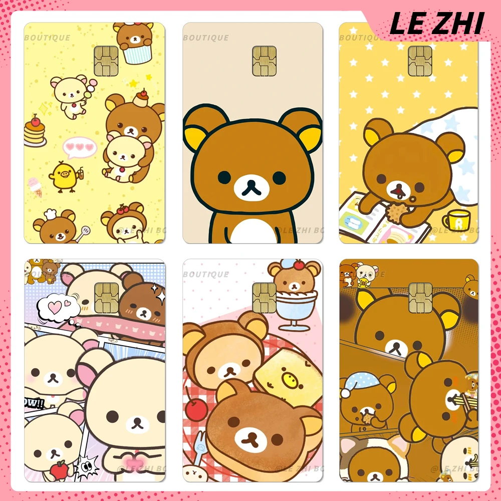 

Sweet Lovely Cartoon Credit Card Debit Card Waterproof Sticker Anime Rilakkuma Bank Metro Access Card Protective Film Sticker