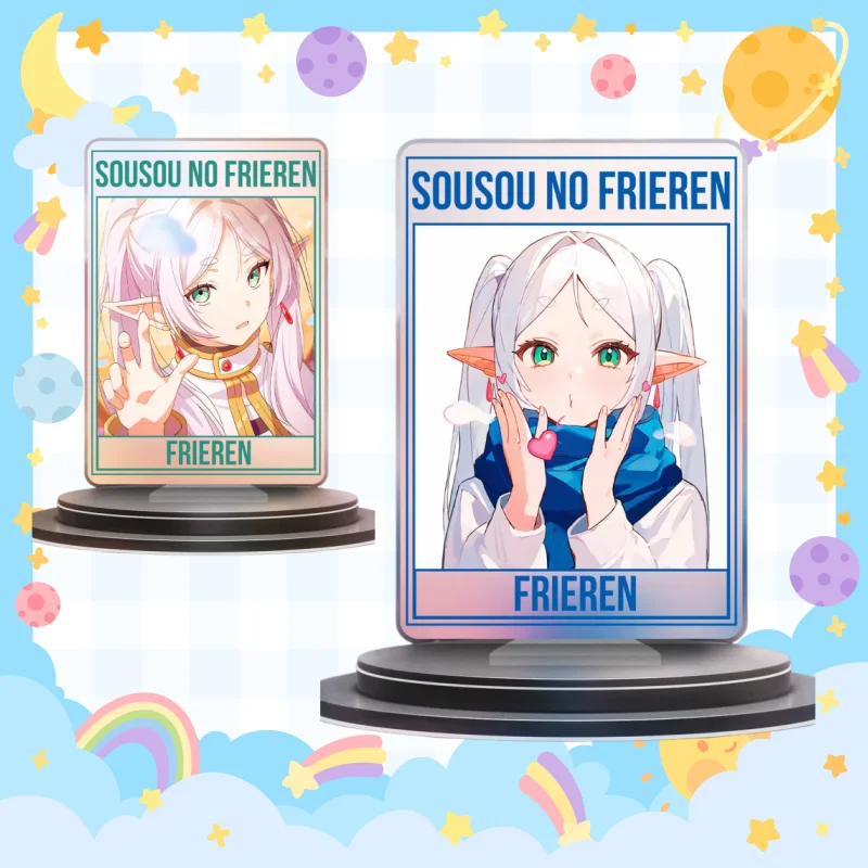 

Винтажная акриловая подставка с дизайном карты для Frieren: Beyond Journey's End, версия Frieren Blue Flower Heart Kiss, настольный декор, подарок