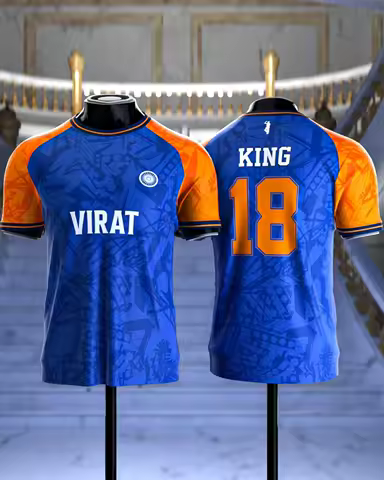 India Virat Kohli 18 King Cricket Jersey Mens Quick Dry Breathable Short Sleeve Shirt Sports Un... product image