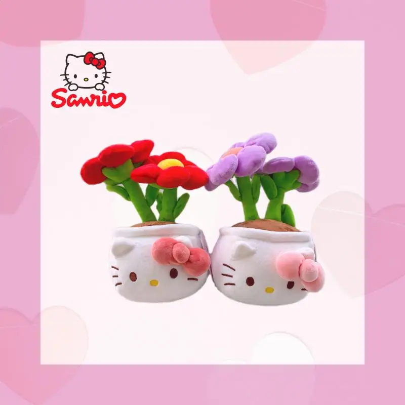 

Подлинная Лицензированная плюшевая кукла Hello Kittys Sanrio с котенком в горшке куклы с подвесками Аниме Игрушки для девочек детские подарки на день рождения