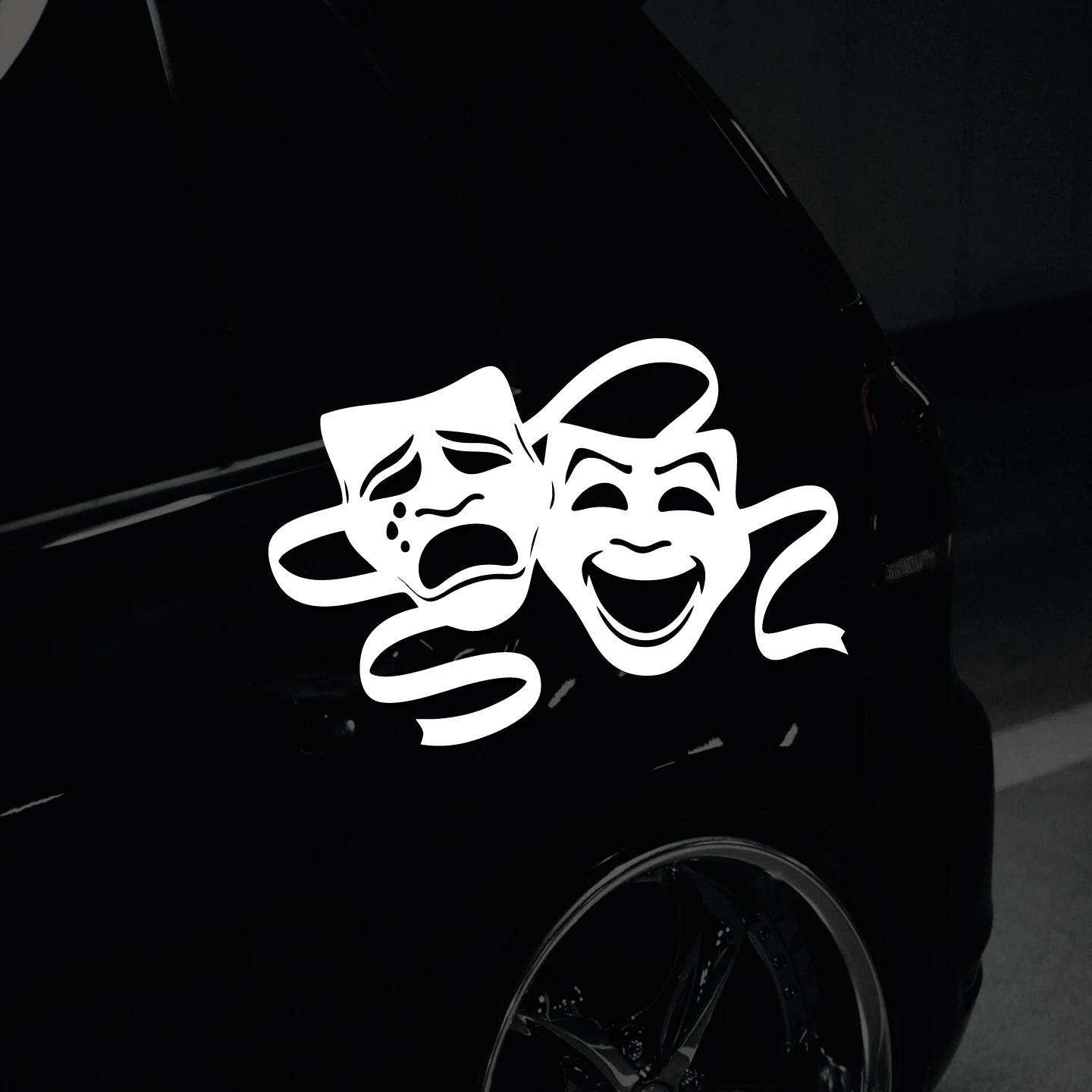 JDM Comedy Tragedy Theater Mask Vinyl Sticker Waterproof Decal For Car Motorcycle Fuel Tank Window Exterior Modification Decor