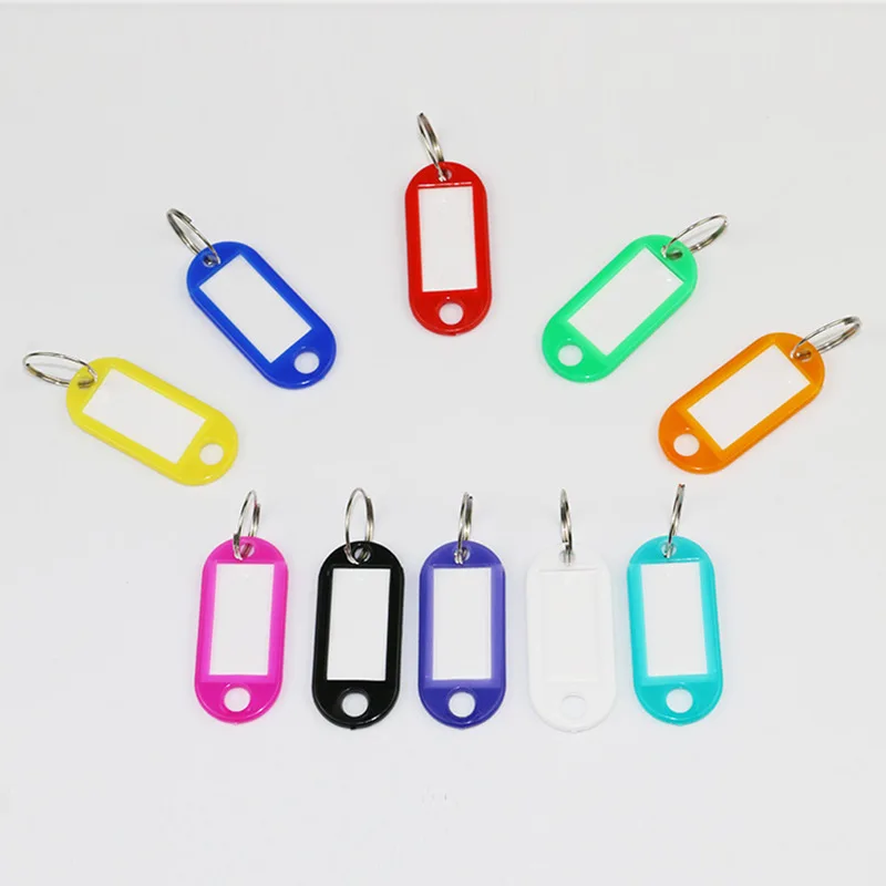 New Fashion Multi-color Key chain Key ID Label Tags Luggage ID Tags Hotel Number Classification Card with Key Rings Keychain