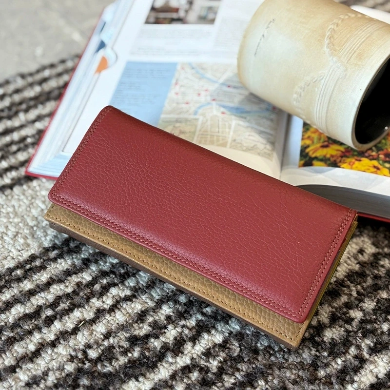 Long Genuine Leather Purse Women Coins and Cards Soft Real Cow Leather Wallet 2026 New Ladies Card Holder Clutch Bag