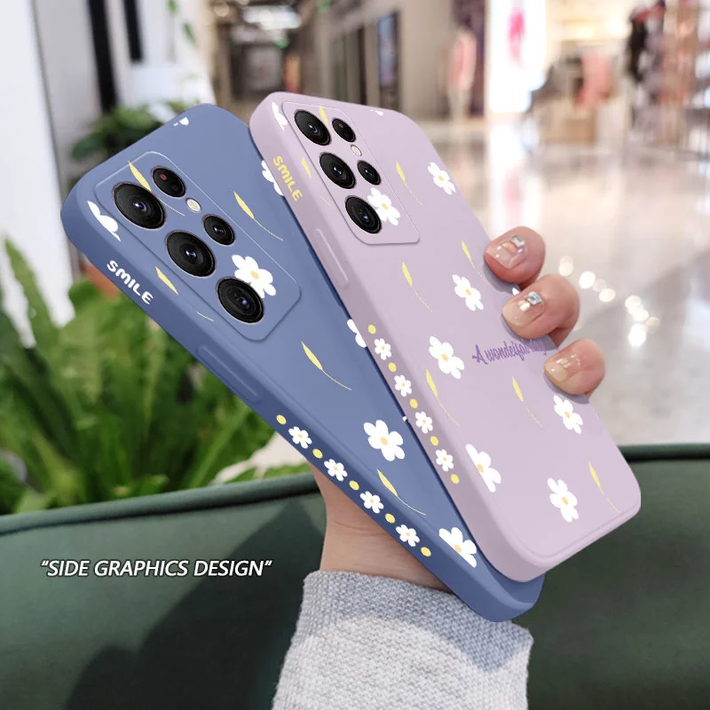 Small Daisy Phone Case For Samsung Galaxy S24 S23 S22 S21 S20 S10 S10E Ultra Plus FE Note 20 Ultra 10 Plus Cover