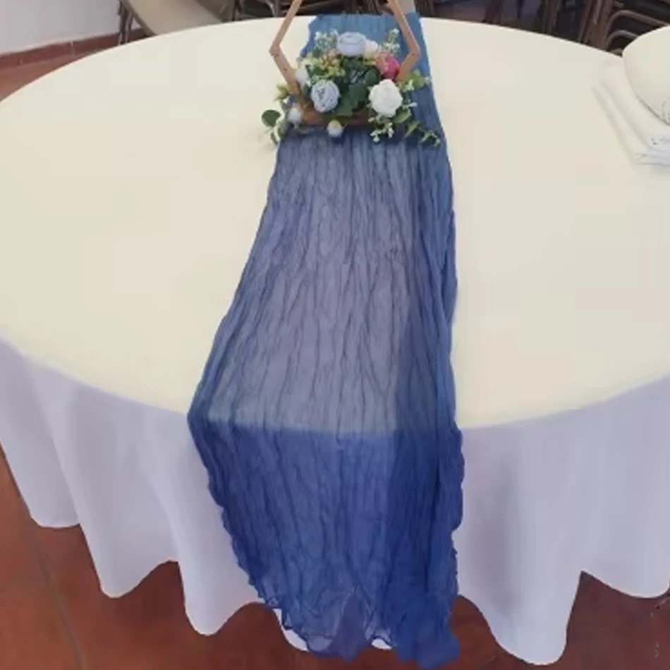 4PCS Sage Green Gauze  Wedding Table Runner, Vintage Semi-Sheer Table Runner, Party Dinner Room Banquets Arches Decor