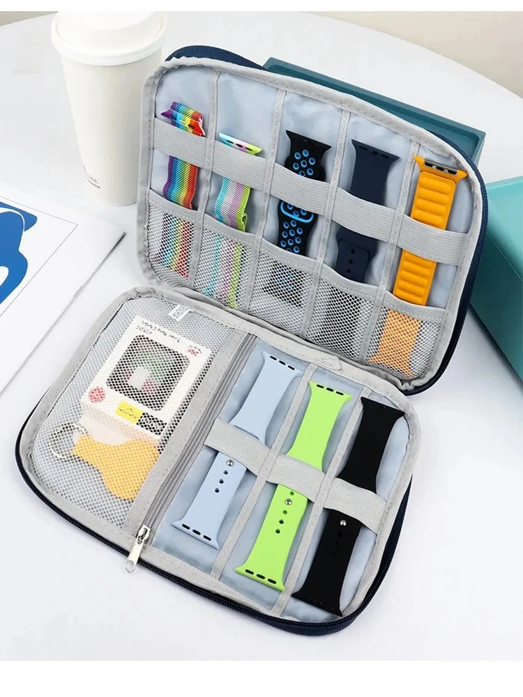 Watchband Storage Box for Apple Watch Straps Portable Travel Bag Smart Watch Data Cable Organizer for Samsung Huawei Xiaomi