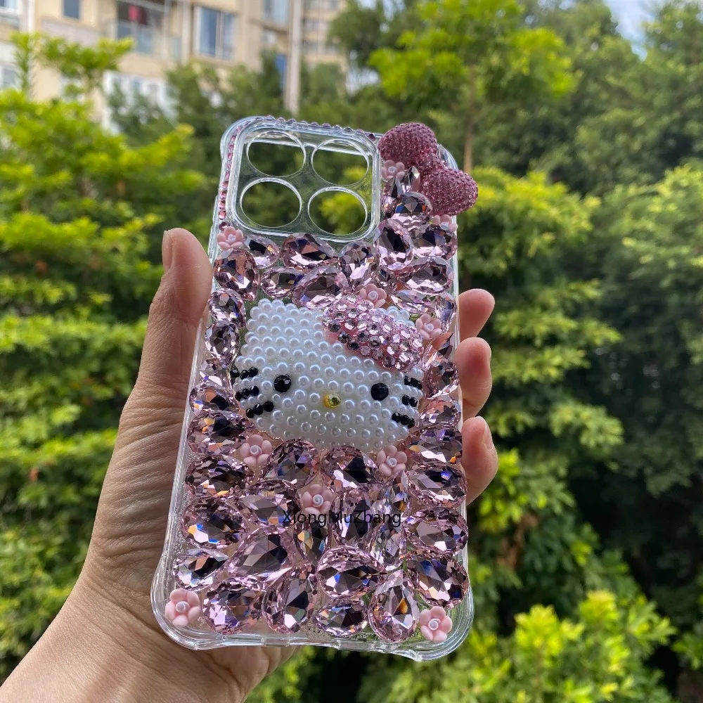 Für Nothing Phone 4A 4A Pro 4B 3A Pro 3 3A Lite 2 2A 1 CMF Phone 2 Pro Phone1 Hello Kitty Diamant-Schleifen-Bling-Handyhülle – Detail 6