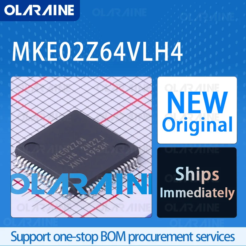 

1/5/10Pcs MKE02Z64VLH4 LQFP-64 Microcontroller RoHS Cortex M0+ Program memory 64 kB The supply voltage is 5.5 V