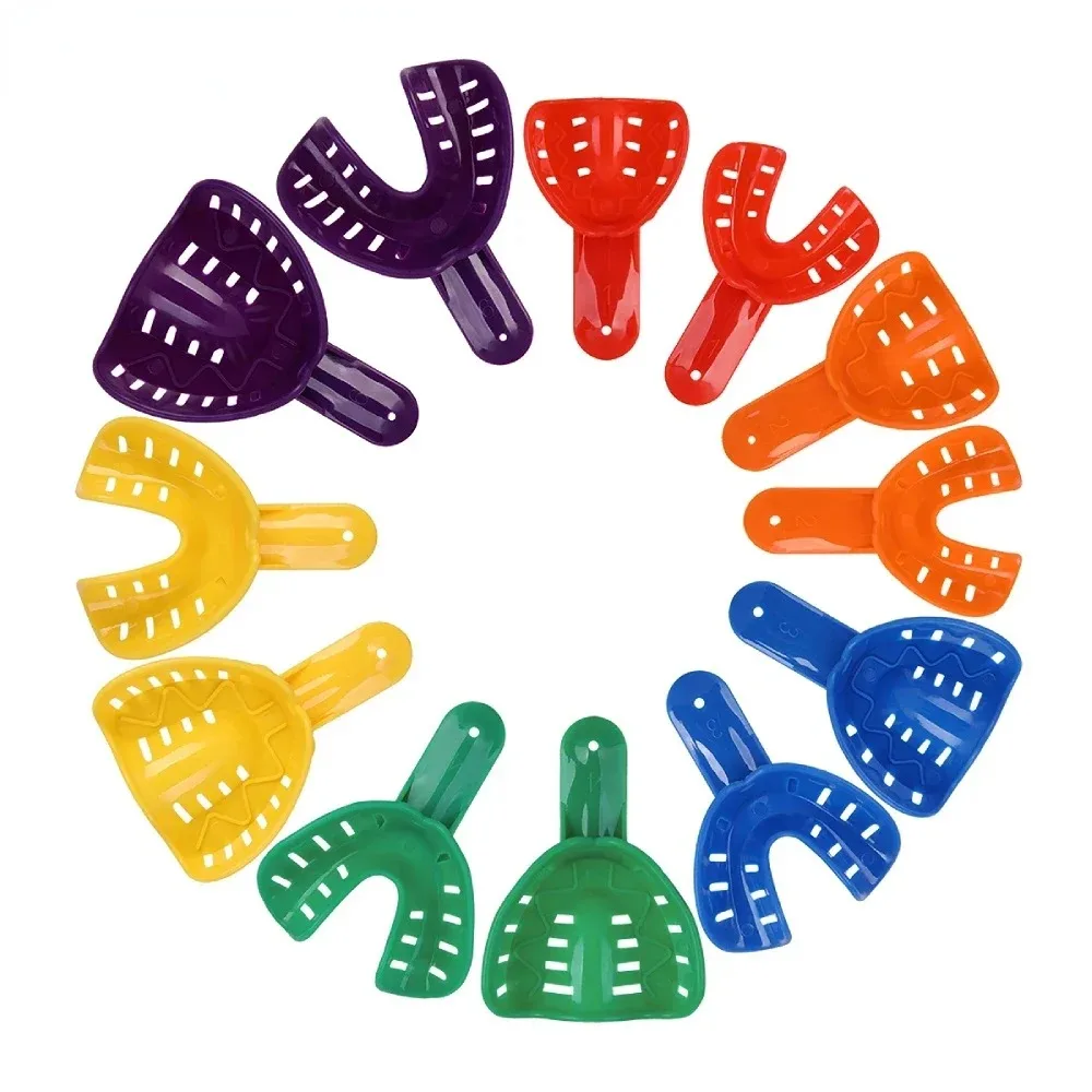 12Pcs/Pack AG Dental Impression Trays Dentist Impression Durable Plastic Teeth Holder Lab Dentistry Accessory Tools