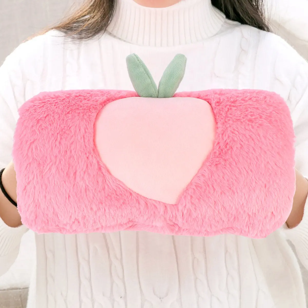 

Rabbit Peach Pattern Hand Warmer Arm Muff Winter Soft Pillow for Women Girls Cozy Warm Accessory Home Desk Decoration