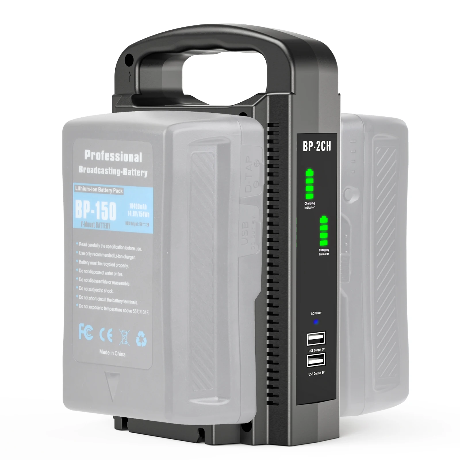 Batmax V 마운트 배터리 충전기, Sony V 마운트/V 잠금 배터리용 듀얼 채널 16.8V D-Tap 어댑터 고속 충전기