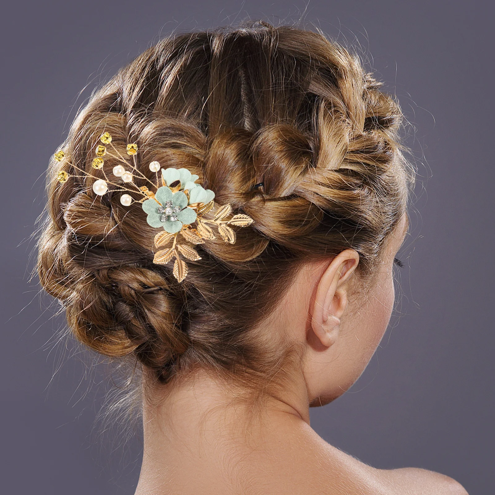 

5pcs Hair Comb Set Green Bridal Accessories Rhinestone Combs Clips For Wedding Bridesmaids Decorative Hair Pieces
