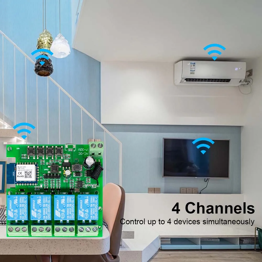 ZIGBEE Tuya Thông Minh Module Relay Cơ Switch1/2/4CH 12V 24V 220V RF433Mhz Điều Khiển Từ Xa đèn Làm Việc Với Alexa Cửa Ngõ Hub