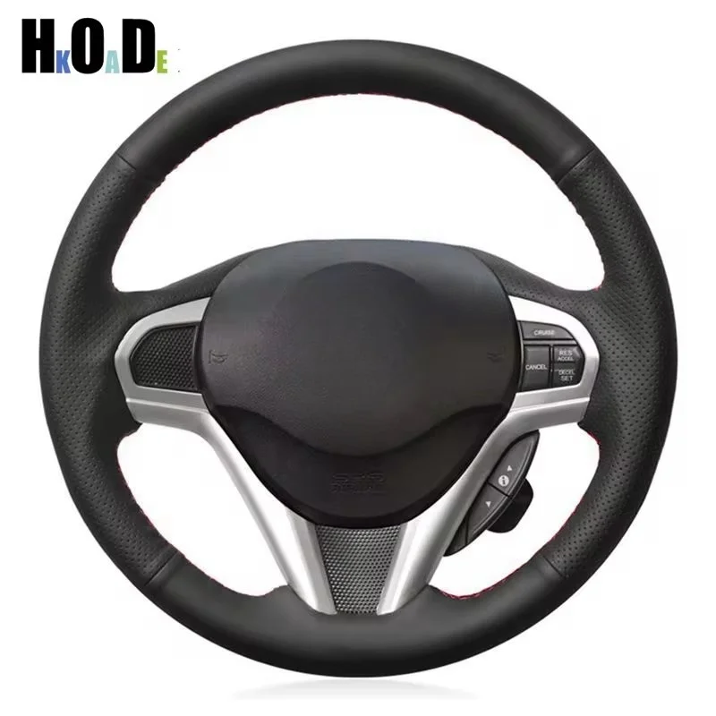 DIY Black Leather Steering Wheel Cover Hand-stitched Car Steering Wheel Covers For Honda CR-Z CRZ 2011 - 2016 Car Accessories