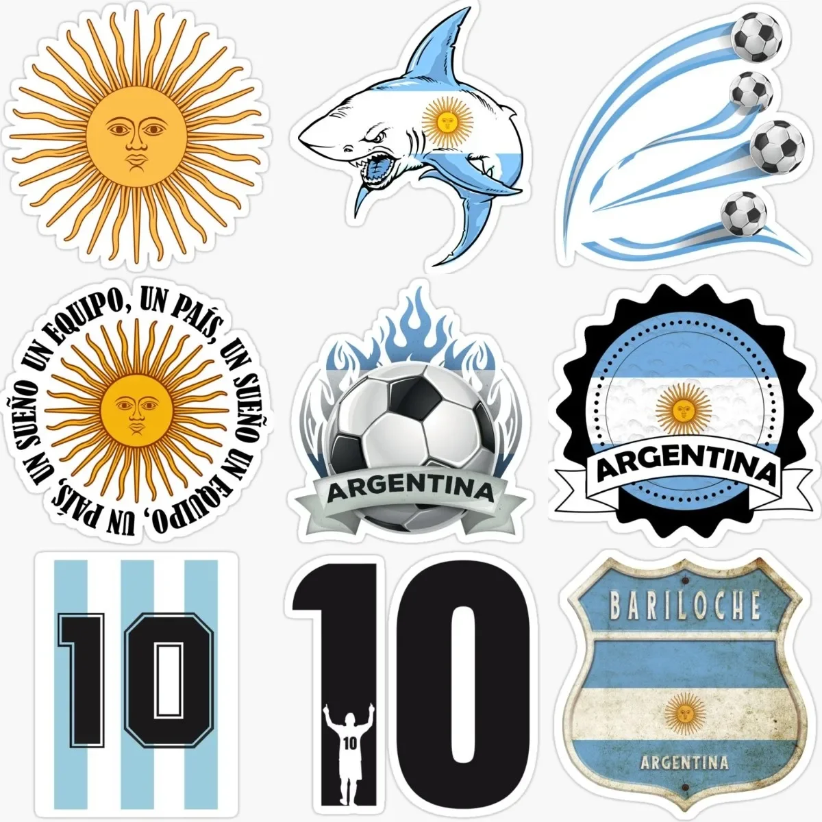 

Argentina Flag Map National Emblem Football Player 10 Creative PVC Sticker for Decorate Car Camper Window Motorcycle Helmet Room