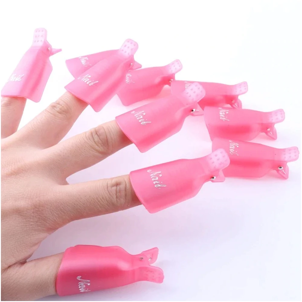 (10Pcs) Gel Nail Polish Remover Cap Clips Resuable Finger&Toe Nail Clips for removal Acrylic Nail Art Gel Polish Soak Off Tool