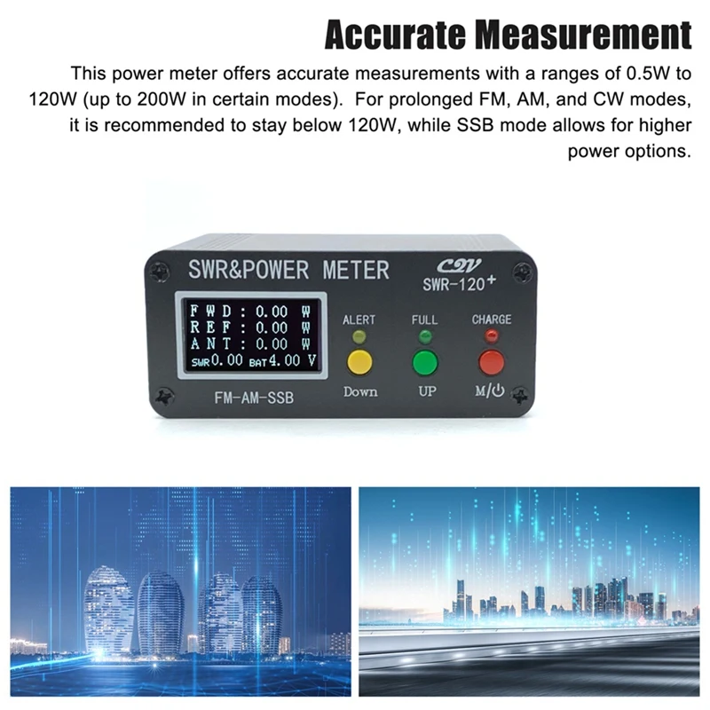 120W SWR Digital Power Standing Wave Meter 1.8-54Mhz Shortwave Meter FM AM SSB Modes Power Meter Support Adjustable