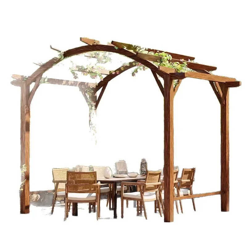 Outdoor gazebo courtyard preservative wood outdoor villa garden solid wood grape rack canopy rural area