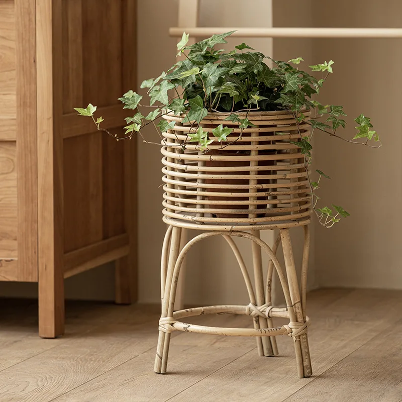 

Nordic rattan floor flower rack living room plant bamboo chlorophytum comosum plant pot shelf indoor balcony table rack