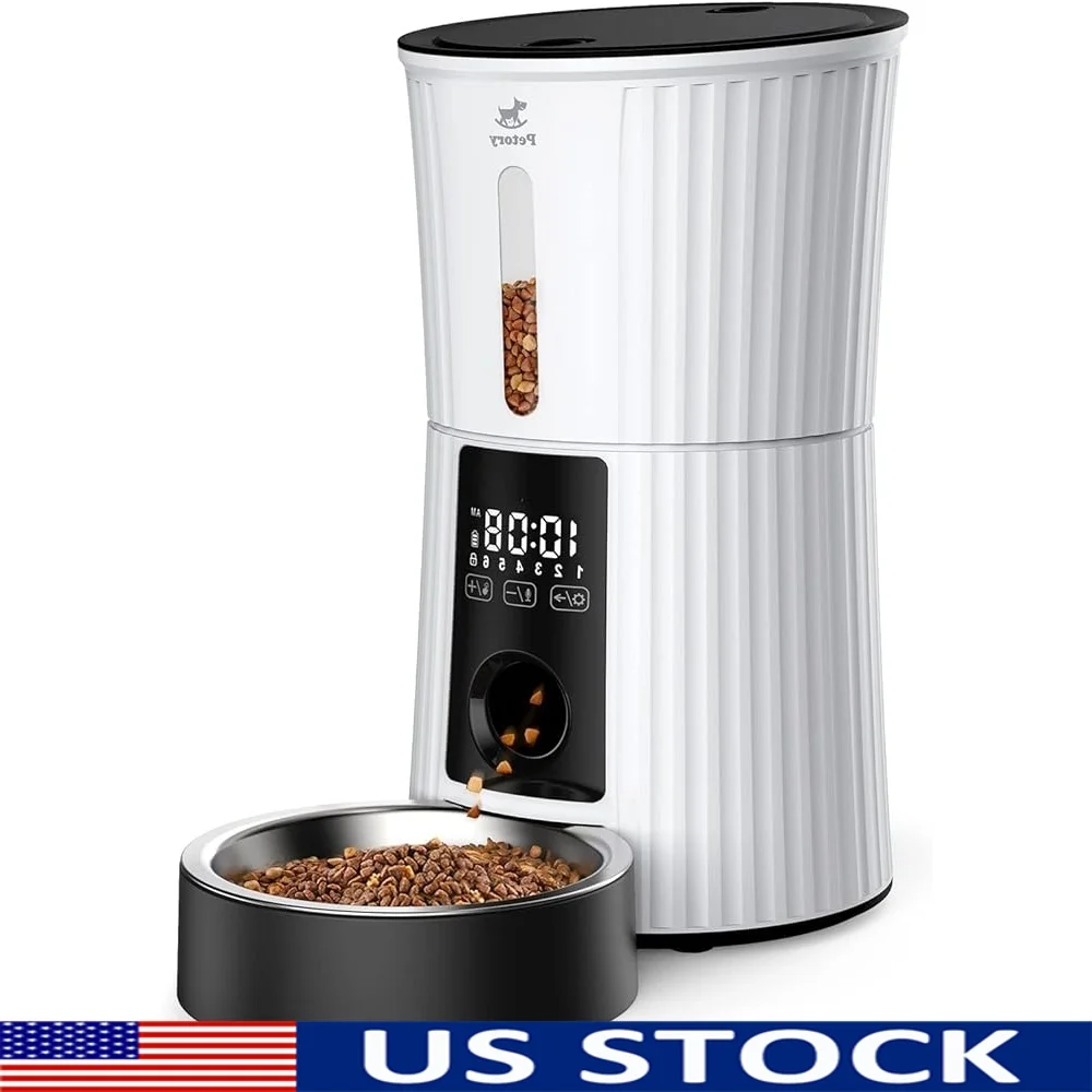 

Programmable Automatic Cat Dog Feeder 4L Timed Food Dispenser 6 Meals Airtight Design Dual Power Backup