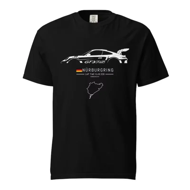 

2025 Moto 911 GT3 RS Heavyweight Round Neck T-shirt | N ü rburgring Track T-shirt for Men and Women Comfort