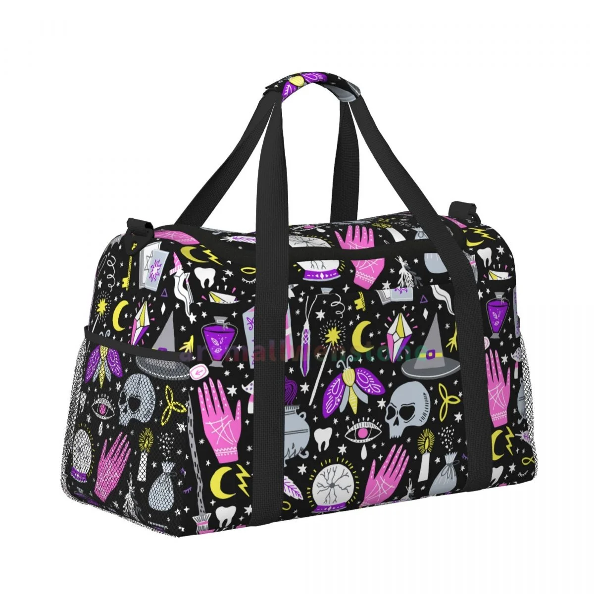 Goth Gothic Black Skull Travel Duffel Bags Sport Gym Yoga Luggage Bag Personalized Weekender Bag with Shoulder Strap