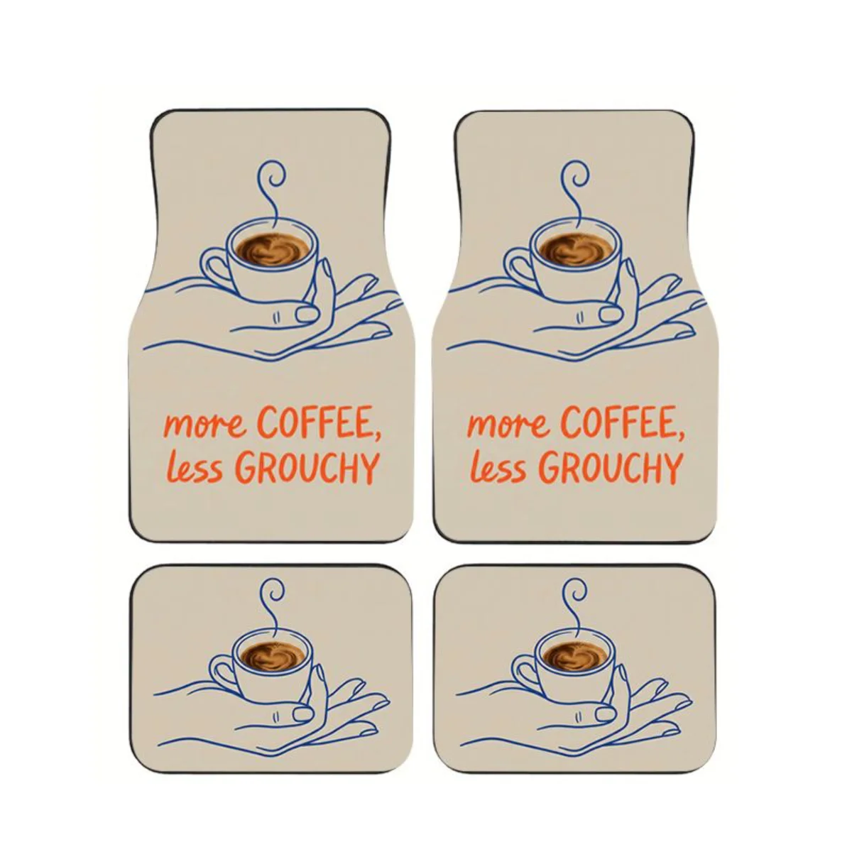 

4Pcs Coffee Lover Car Floor Mats Funny Quote Line Art Waterproof Auto Foot Carpet Set Interior Accessories For Car SUV Truck