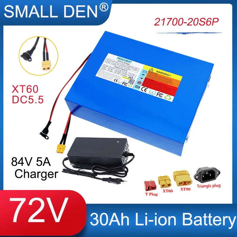 

New 21700 72V 30Ah Lithium Battery Pack Rechargeable 20S6P 0-3500W Motor High Power For E-bicycle Scooter Tricycle+84V5A Charger