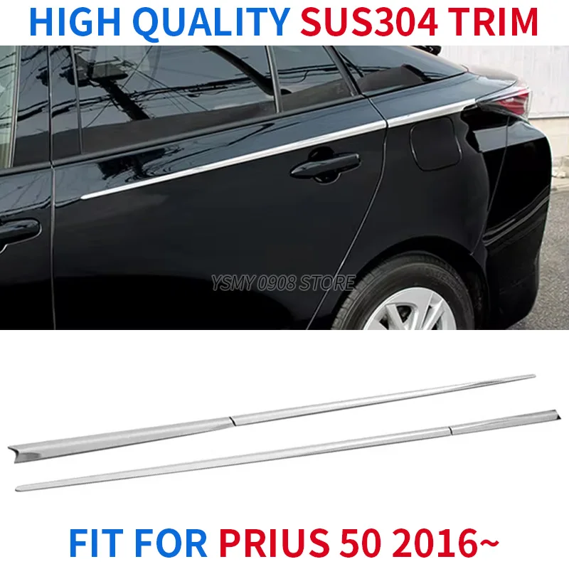 Car Door Side Body Molding Strip Protector Trim for Toyota Prius 50 2016- Stainless Steel Chrome Exterior Styling Accessories