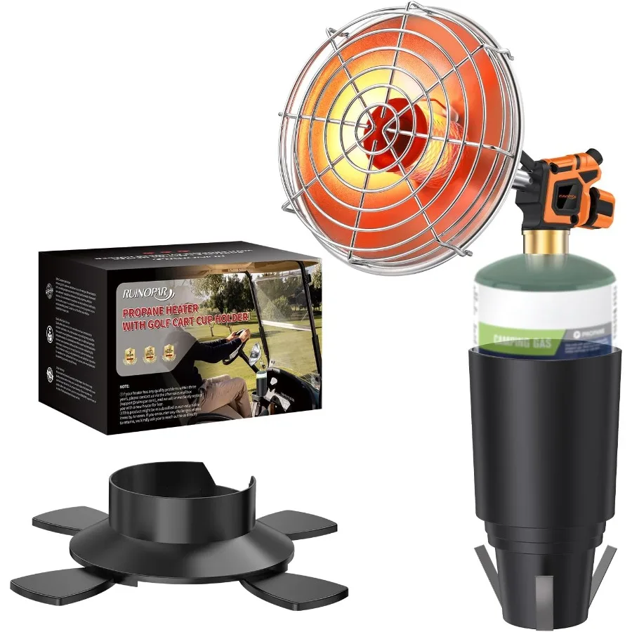 

Golf Cart Heater9200BTU 2-in-1 Portable Propane Heater with Golf Cart Cup Holder and Gas Cylinder Holder for EZGO Yamaha Club C