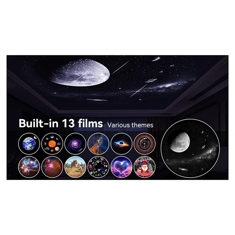 A61Z Deals 4K Ultra HD Universe Galaxy LED Projection Light 13 Pieces Dynamic Galaxy Meteor Bedroom Atmosphere Light Gift Light