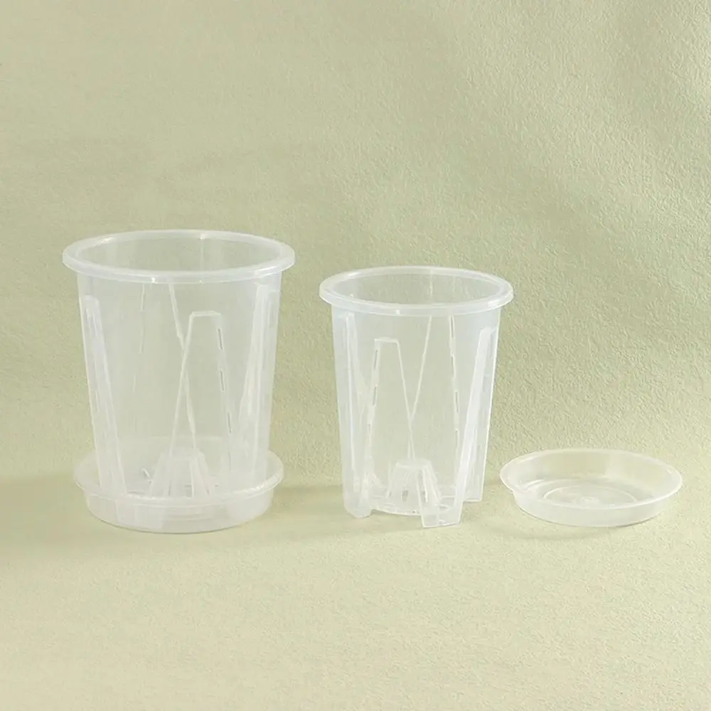 Breathable Root Control Transparent Flower Pot Beautiful Plastic Phalaenopsis Orchid Pots With Stomata with Tray Planting Pot
