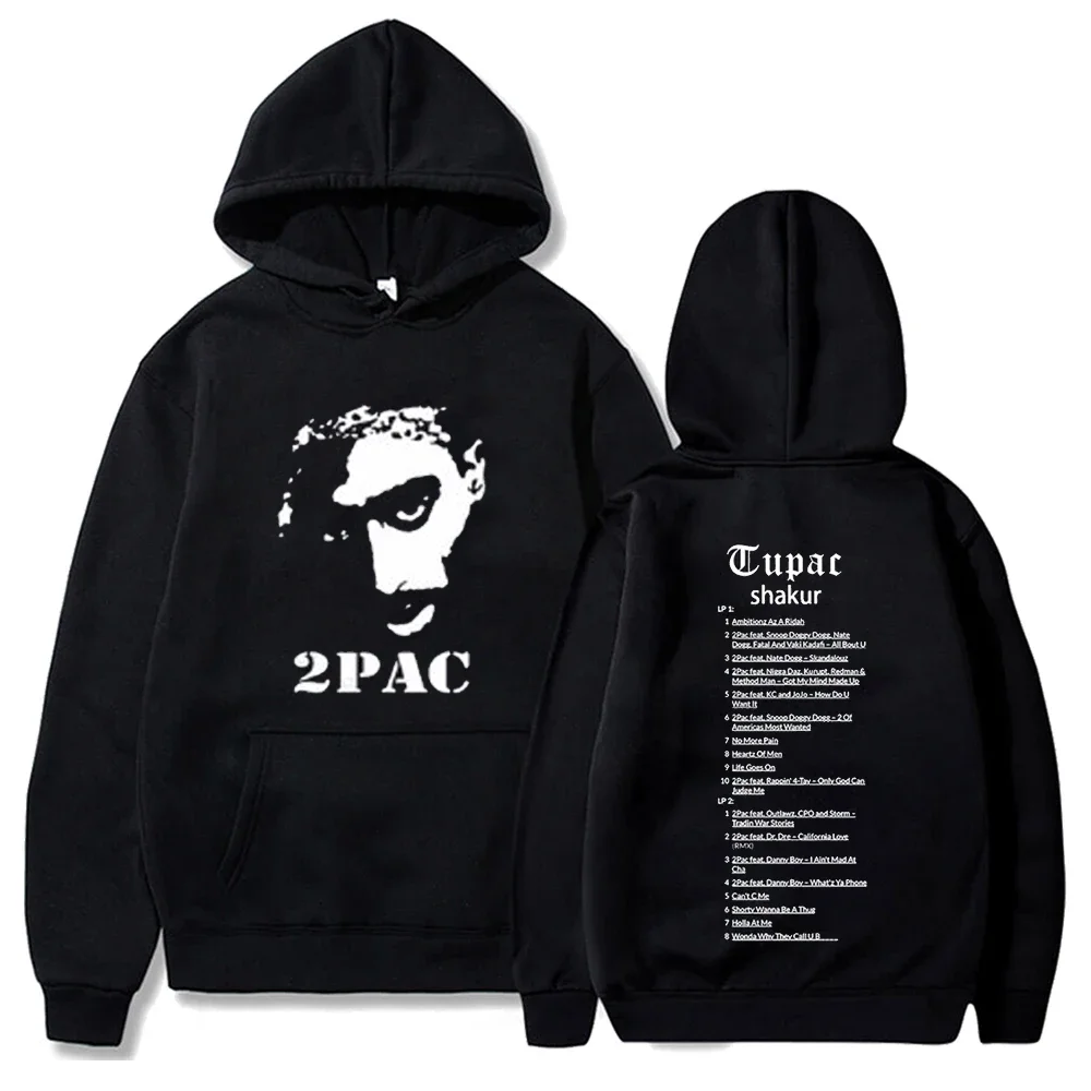 Rapper Tupac 2pac Hoodies Men Women Sweatshirts Hip Hop Streetwear Shakur Printed Pullover Casual Fleece Oversized Long Sleeve