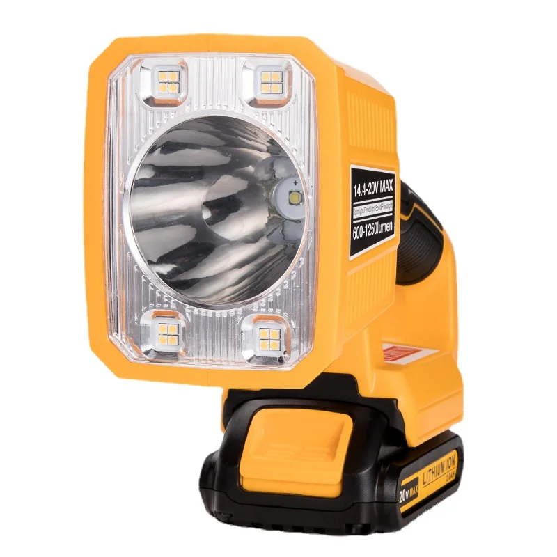 Imagem -02 - Luz de Trabalho Led para Dewalt Handheld Lanterna Jobsite Luz 20v Max Baterias de Lítio 18w 1250lm 110 Graus Cabeça Pivotante