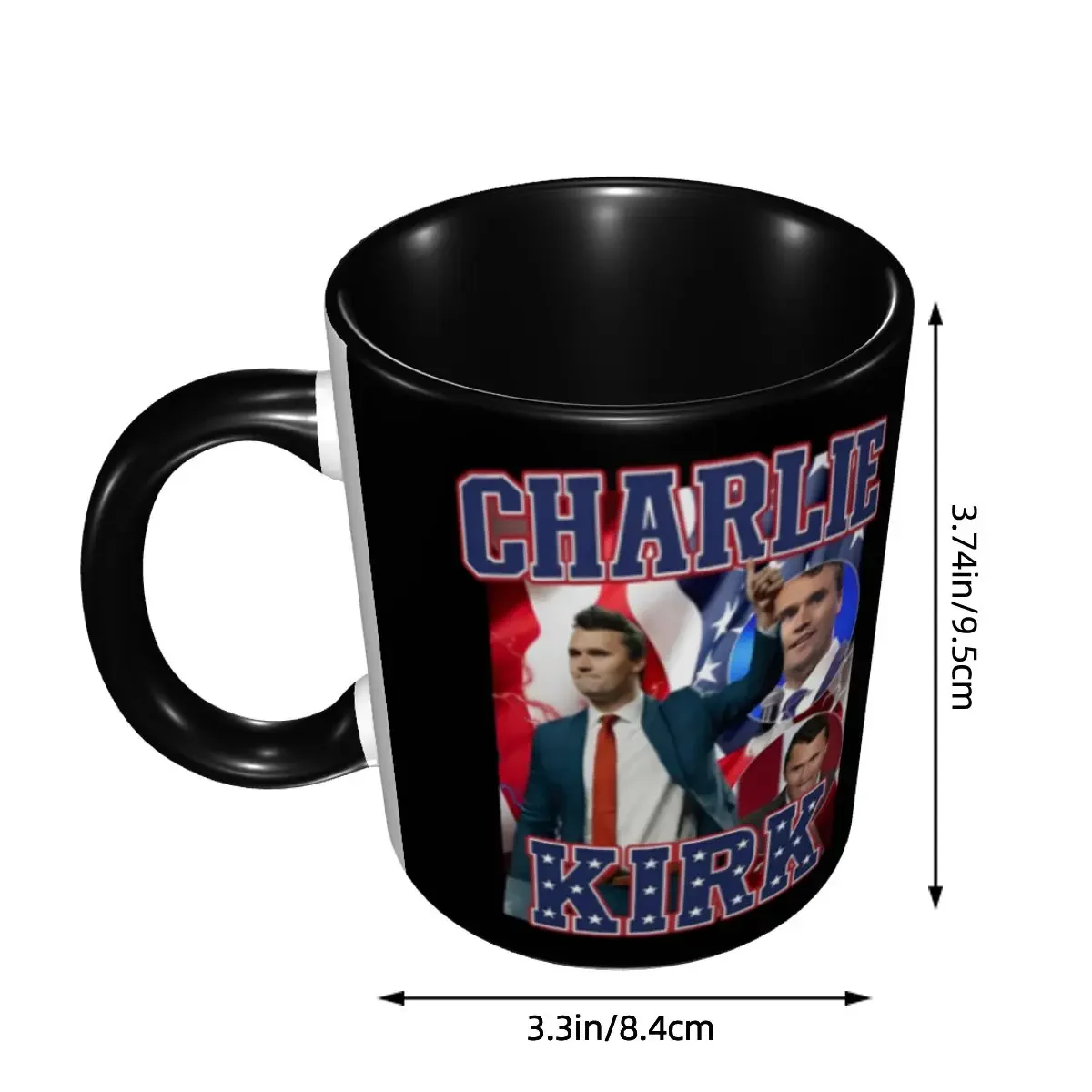 Customized Charlie Kirk Bold Patriotic Stars Stripes Collage Mug DIY Ceramic Tea Milk Coffee Cups