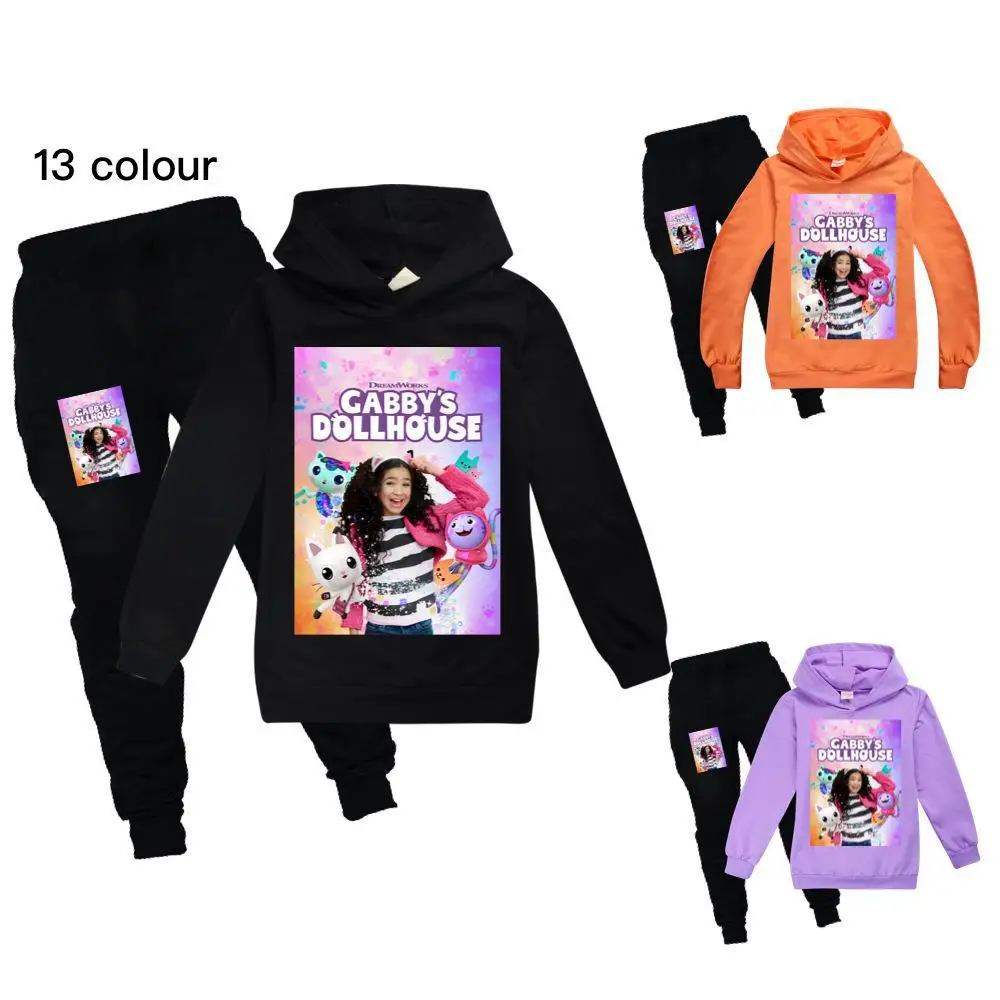 Vetement Gabby Chat Hoodie Kleinkind Mädchen Gabbys Puppenhaus Kleidung Baby Jungen Langarm Sweatshirt Hosen Set Kinder kleidung