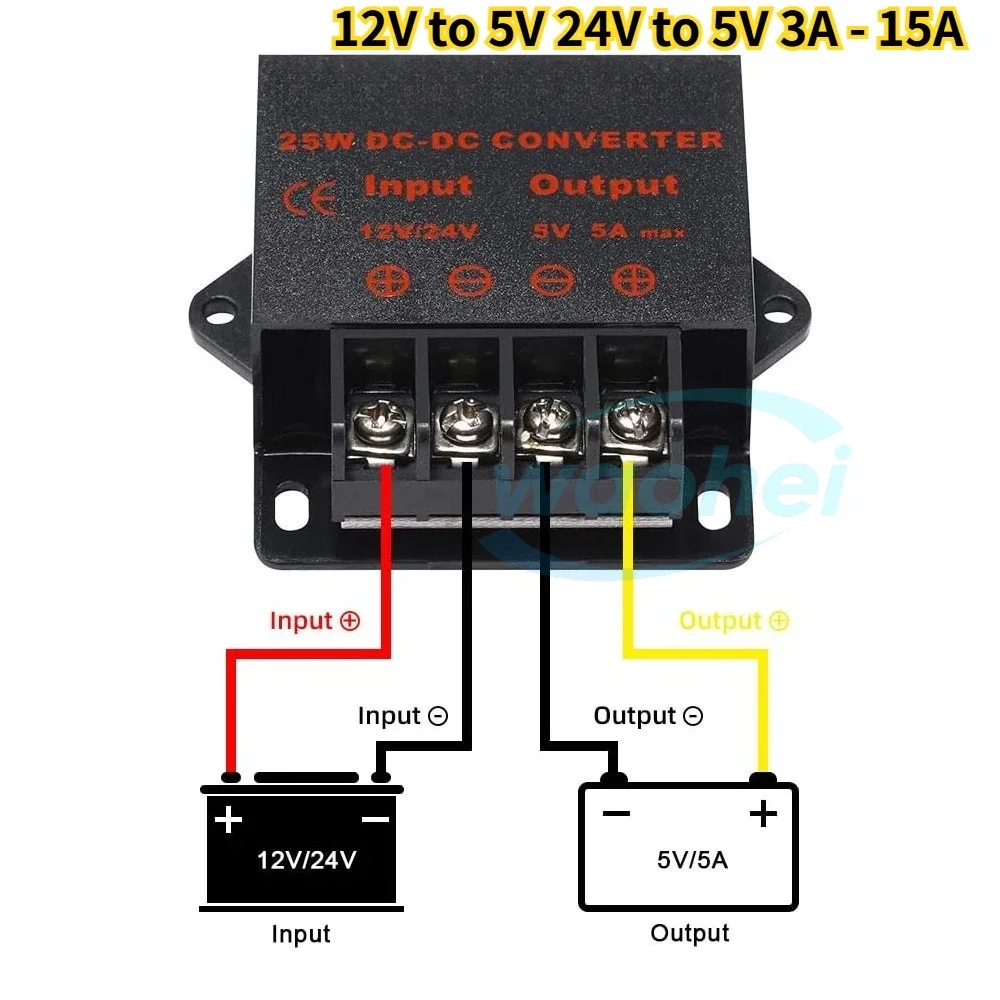 12V to 5V 24V to 5V 3A 5A 10A 15A DC Converter Step Down Reducer 12V/24V to 5V Voltage Regulator for Car Regulator Module CE