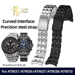 High Quality Solid Precision Steel Watch Strap For Citizen Eco-Drive AT9031/9036/9038 AT9010/9039/9037/9018 Watchband 23mm Belt