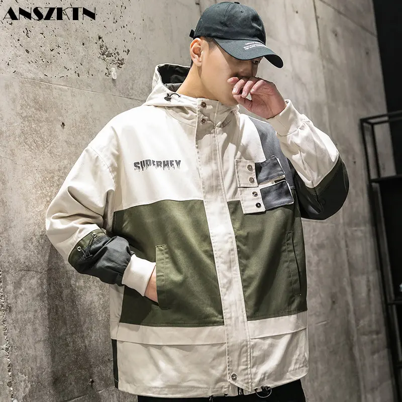 ANSZKTN Spring and autumn fashion loose casual men's three-dimensional personality hooded jacket