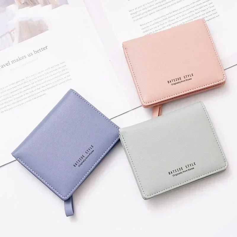 Thin Style Women Wallets Zipper Coin Bag in Back Blue Soft Leather Ladies Card Holder Slim Purse Female Wallet Mini Short 2024