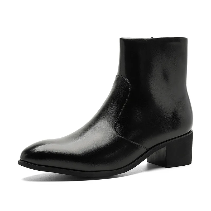 

large size men's fashion chelsea boots black stylish original leather shoes pointed toe cowboy spring autumn boot ankle botas