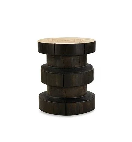 TTModern Simple American Retro Log Style Side Table Pine Solid Wood Sofa Side Table
