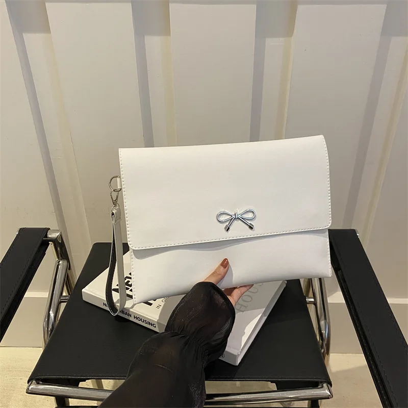 Premium Textured Envelope Bag Simple Casual Bow Clutch Bag Small Square Bag