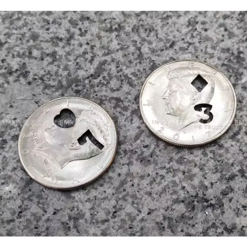 

Punched Out Half Dollar Branded Flame Coin Magic Mentalism Magic Tricks Illusion Prediction Card Revelation Close-up Prop Magia